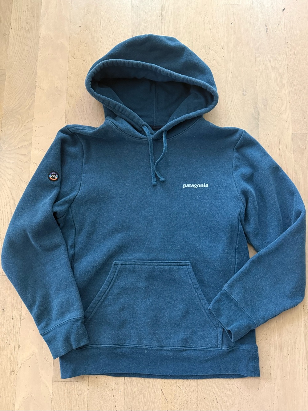 Patagonia Hoodie Mens Medium Black Fitz Roy Uprisal Recycled Fleece Pullover XS